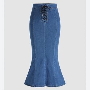 Denim Tie Front Mermaid Skirt